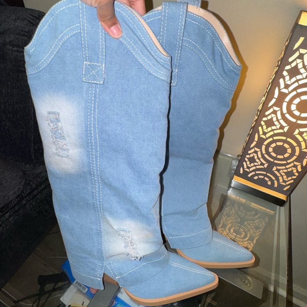 MISS LOLA Wild Wild West Denim Cowboy Boots